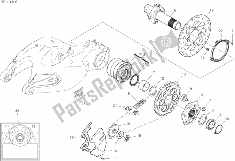All parts for the Hub, Rear Wheel of the Ducati Multistrada 1260 S Pikes Peak 2020